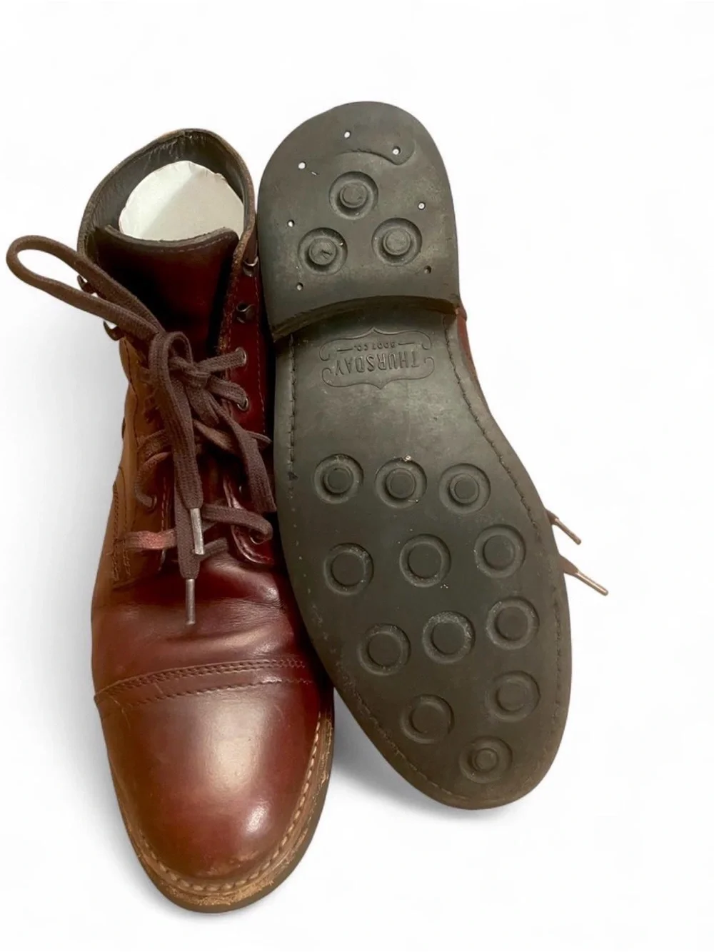 Thursday Boot Company Men’s 9 Captain boots Brandy leather lace up captoe